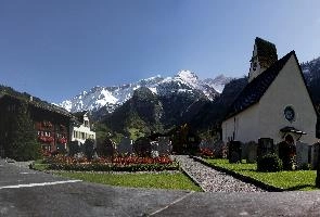 Churchyard in Glarus, Switzerland, null